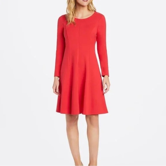 Draper James lipstick red ponte knit fit and flare dress size Small - Picture 1 of 12